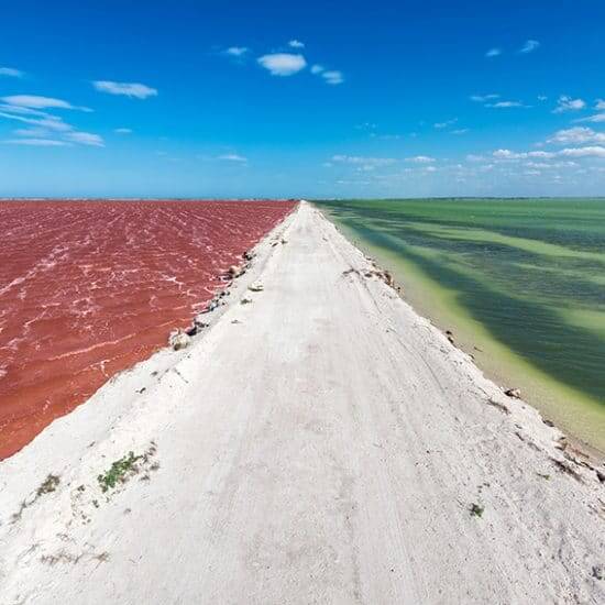 In heart of the Yucatan Peninsula, Las Coloradas is the name of the pink lakes in Mexico