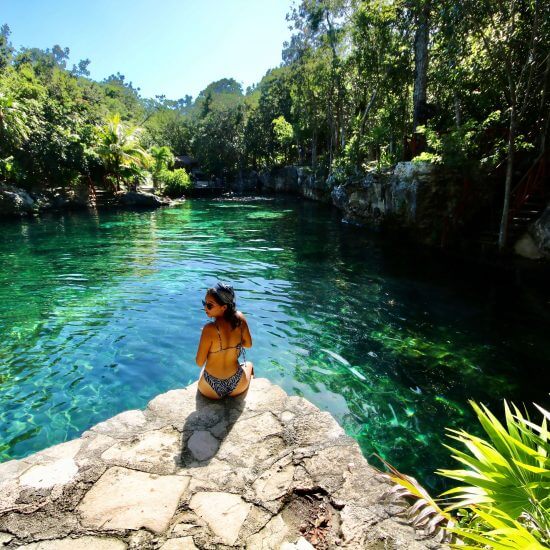 Cenote zacil-ha is a an open-air cenote that looks like a natural swimming pool